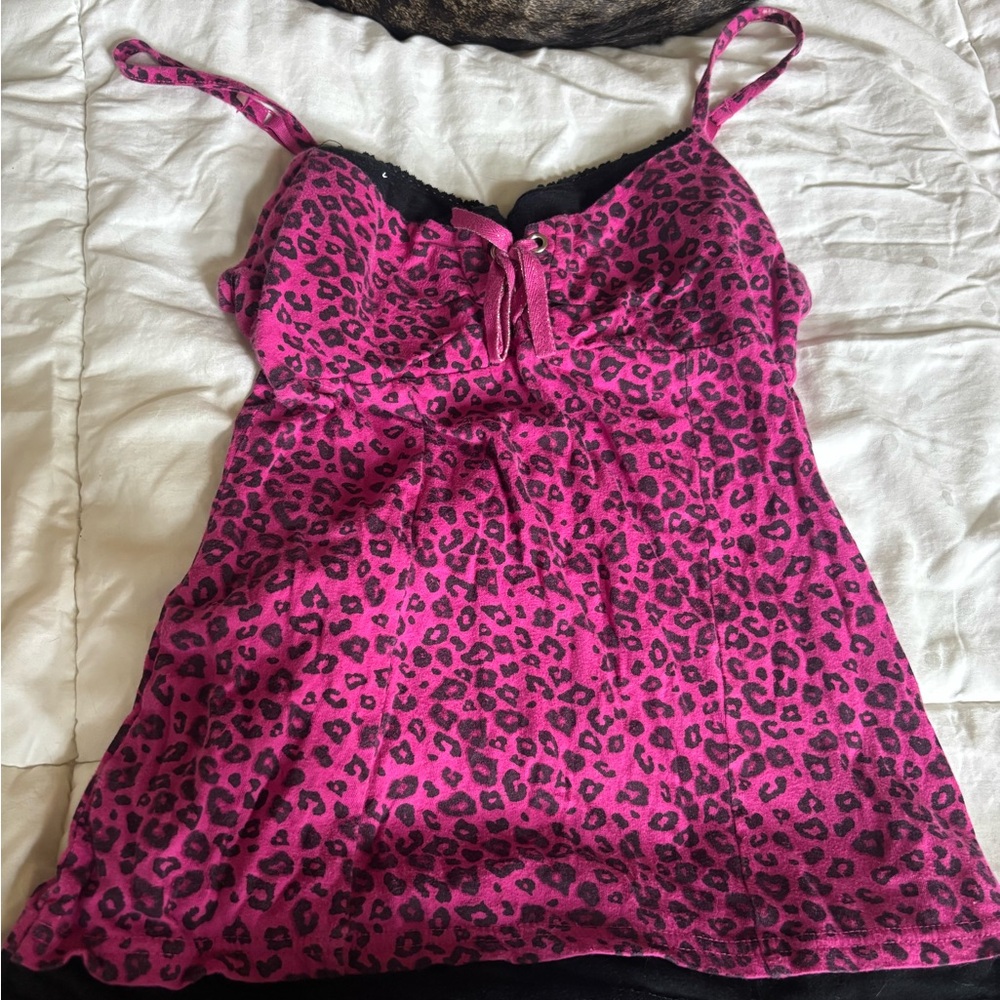 Hot Pink Leopard-Print Cami Slip with Adjustable Straps